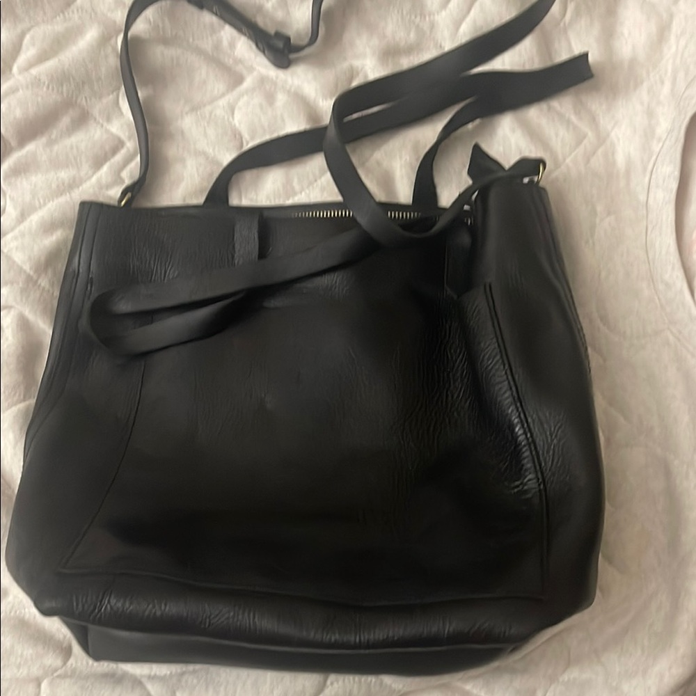 Elegant Black Leather Tote Bag